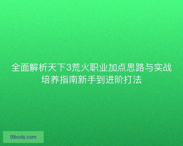 全面解析天下3荒火职业加点思路与实战培养指南新手到进阶打法